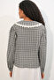 Women's Dandel Collar Plaid Shirt 20387 - Black - 6