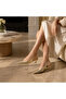 Genuine Leather 4 cm Heeled Pointed Toe Women's Shoes with Adjustable Back Strap Casual and Classic - 6