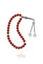 Certified 8 mm Red Agate Stone Lotus Flower Steel Tassel Natural Stone Prayer Beads
