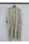 Women's Beige Italian Cut-Off Sleeves with Pockets Oversize Long Linen Kaftan 40 - 48 Size