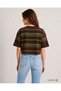 Brown Standard Fit Regular Cut Crew Neck Short Sleeve Striped Women's T-Shirt Blouse - 6