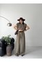 Women's Padded Crop Blouse and Wide-Leg Pants Two-Piece Set - 4