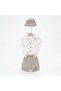 Baby Boy Hat, Shirt, Shorts Triple Muslin Set - Green - 2