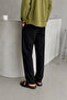 Men's Black Comfortable Fit Elastic Waist Linen Look Baggy Trousers - 5