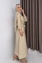 Women's Belted Buttoned Shirt Dress Beige - 2