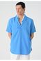 Relax Fit Shawl Collar Short Sleeve Men's Shirt - 4