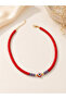 Red Evil Eye Beaded Fimo Necklace