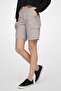 Women Solid Cargo Shorts, Grey - 3