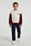 Navy Blue Brown Boy's Linen Trousers and Sweatshirt 2-Piece Set 24515 - 4