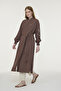 Zippered Belted Embroidery Detailed Brown Giy Çık 0011 - 3