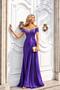 Purple Satin Fabric Off-Shoulder Maxi Dress 583397