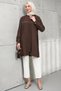 Brown Hooded Tunic with Hidden Zipper - 3