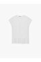 Cap Sleeve Crew Neck Lace Detailed T-Shirt - 4
