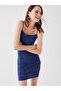 U-Neck Patterned Evening Dress with String Straps