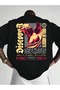 Unisex Oversized Printed Cotton Crew Neck Short Sleeve BLACK T-shirt