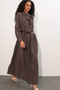 Women's Belted Polka Dot Hijab Dress 2613 - Brown - 3