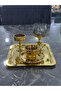 Orlina Gold Coffee Presentation Set with Tray, Coffee Cup, Turkish Coffee Pot and Coffee Side Cup - Damat Kahvesi - 5