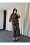 Brown 100% Cotton Belted Suit - 8726 - 5