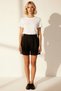 Women's Shorts High Waist Pleated Plain Pattern Straight Fit Tubular Leg Regular Length Woven Stylish - 4