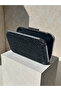 Black Geometric Laser Patterned Women's Evening Dress Bag with Black Handle Detail for Wedding Engagement Graduation - 8