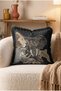 Safari Animals Patterned Fringed Throw Pillow Cover - African Pillowcase with Black Tassels - 5