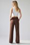 Brown Wide-Leg Sweatpants with Side Stripes and Slit Detail - 2