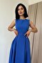 Cobalt Blue Halter Collar Flared Dress - 2