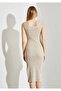 Square Neck Slit Ribbed Camisole Dress (95% Cotton, 5% Elastane) - 2
