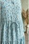 Floral Patterned Belted Hijab Dress 0296-01 Green - 5