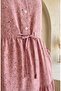 Floral Patterned Layered Hijab Dress 0291-01 Powder - 5