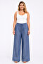 Women's Plus Size Blue, Elastic High Waist, Relaxed Fit Pocket Pants 65N39512
