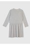 Girl's White Front Printed Pleated Crew Neck Sleep Dress - 3