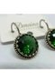 Bronze Vintage Women Earrings Authentic Copper Jewelry Green Crystal Stone Round Cut - 3