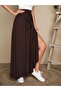Women's High Waist Belted Long Sandy Skirt with Side Slits - 3