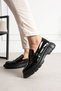 Black Patent Leather Double Buckle Men's Casual Shoes - 3