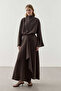 Front-Piece Tencel Dress Brown - 3
