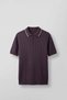 Men's Relaxed Fit Cotton Terry Polo Collar Knitwear T-Shirt Plum