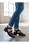 Genuine Leather Orthopedic Women's Sandals – Low Heeled Casual & Summer Comfortable Stylish Sandals with Stitching Detail