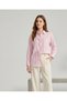 Women's Pink and White Striped Oversized Shirt with Bow Detail - 4