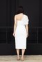 Double Fabric Bow Detailed Organza Pencil Dress - White - 8