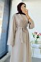 Stone Embellished Double Abaya Set - Stone - 8