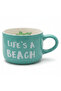 Life's A Beach Ceramic Mug with Hidden Plant Surprise — 400 ml | Teal & White