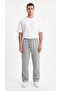Men's Gray Wide Leg Baggy Sweatpants with Side Piping and Back Pocket Detail - 2