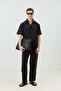 Black Lyocell Blend Relax Fit Men's Trousers - 3