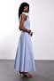 Blue Shirt Collar Midi Dress 00814 - 4