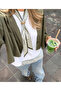 Green Long Thin Scarf with Gold Buckle - 2