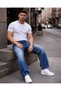 Men's Su Blue Baggy Jean Trousers Comfortable Fit Wide Leg Denim Jeans - 2