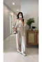 Fendos Cream Striped Jacket and Trousers Set