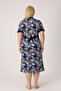 Women's Plus Size 100% Cotton Combed Fabric Buttoned Summer Dress / Black-Blue 4180 - 6