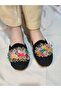 Closed Front Pearl Detailed Wicker Knitted Outdoor House Slippers - 2